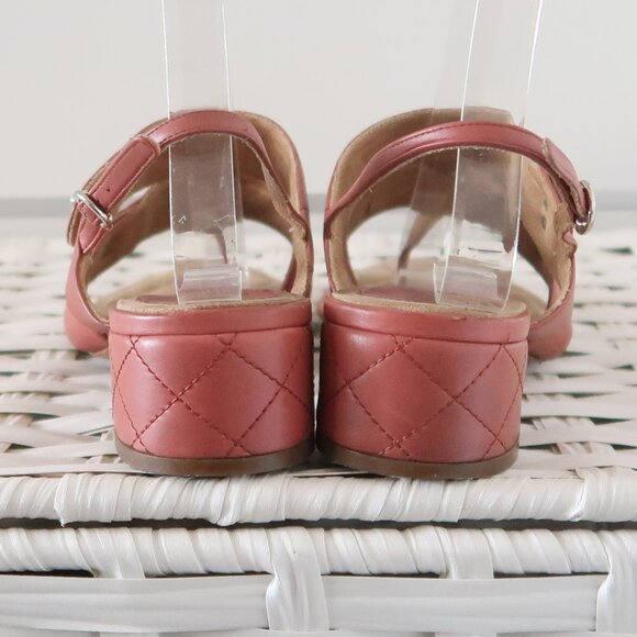 Chanel Quilted Leather Logo Sandals – Designer Summer Slides in Coral Pink - Picture 13 of 16
